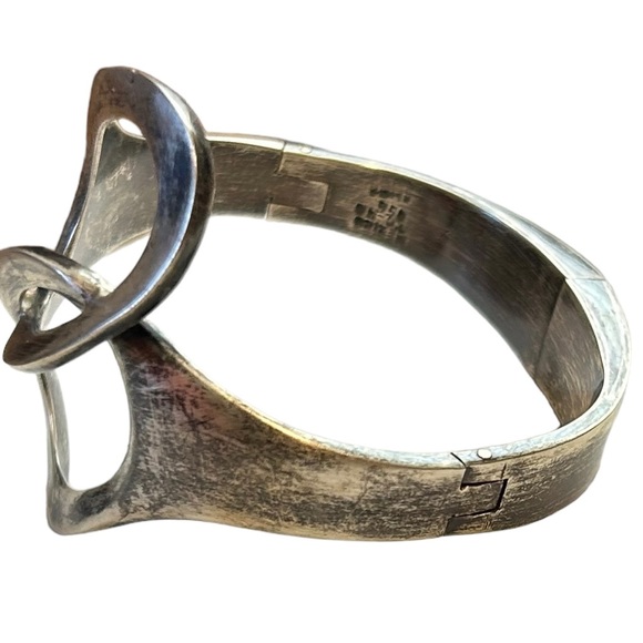 Alicia Plata Joyeria Mexico 950 Silver Hinged Cuff Bracelet TO-40 Modern Design - Picture 6 of 11